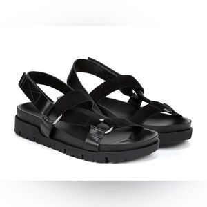 27 Edit Tala Sandals Size 9.5 Black Slingback Fisherman Comfort Casual Leather